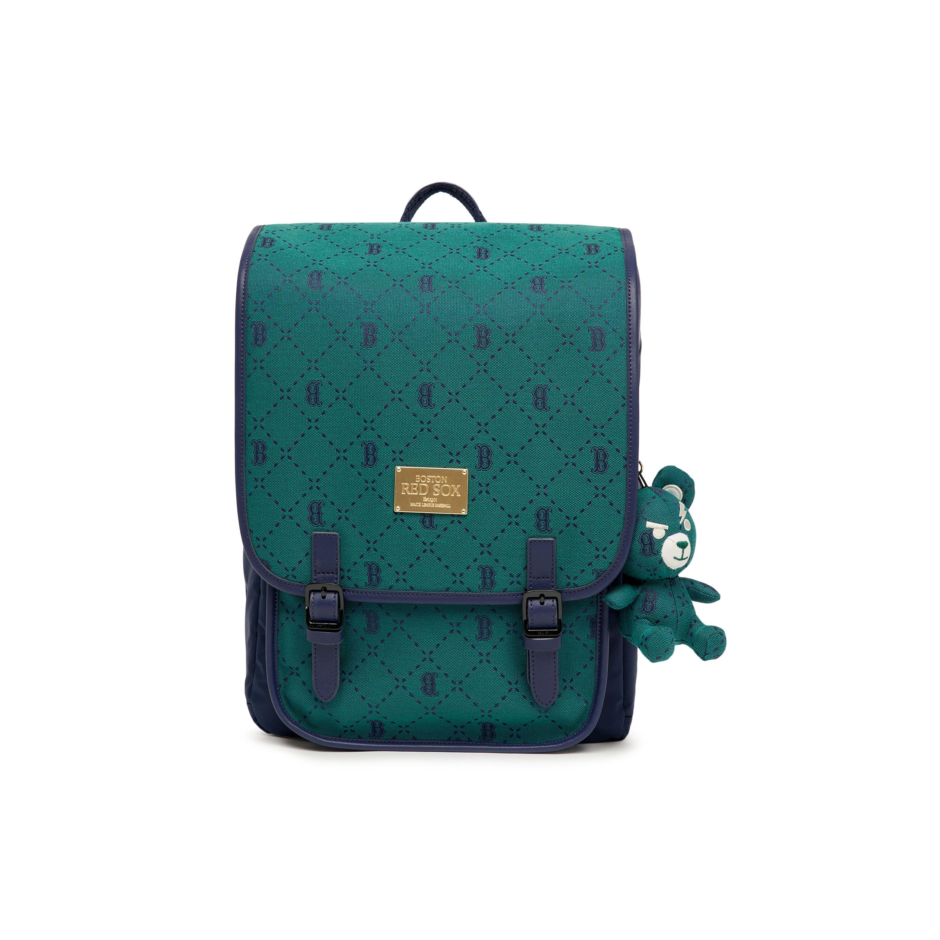 MLB Classic Vintage Floral Print Boston Red Sox Polyester Backpack Women Backpack Green 7ABKMD13N-43GNS Green