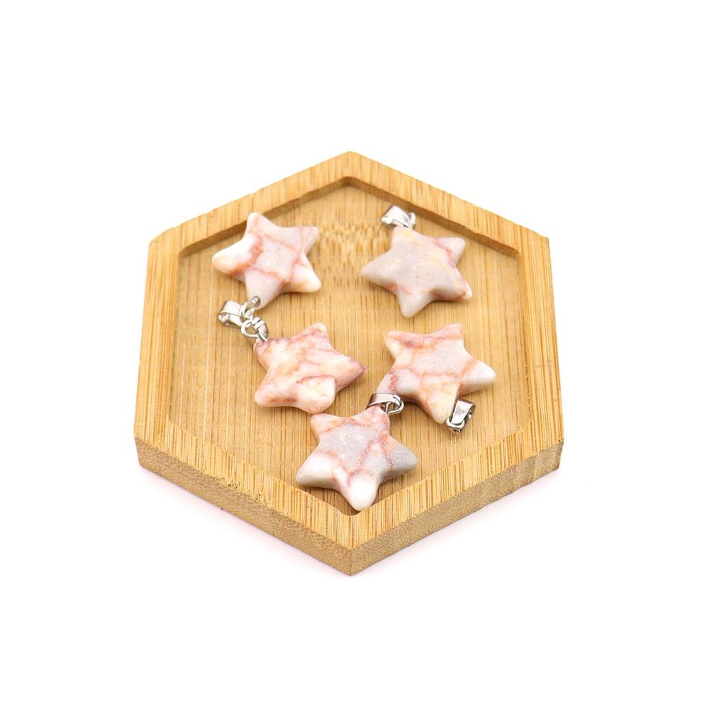 Agate Star Pendant Necklace Jewelry Powder Crystal Necklace Fashion Valentine'S Day Gift 20 * 6