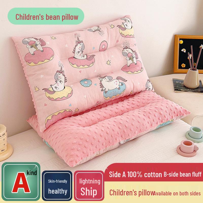 Children's All-Cotton Cartoon Bean Pillow - Velvet Nap Pillow for Kids