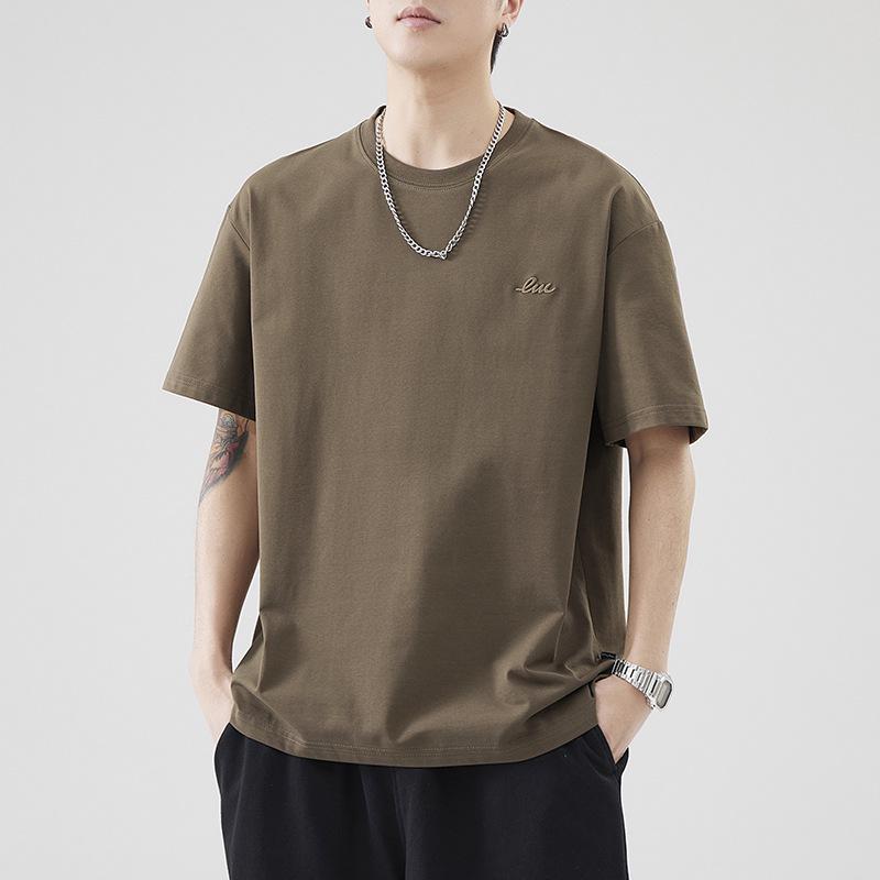 

Men s Anyang Ice Silk Cotton Short Sleeve Casual T-Shirt 3XL кавовий