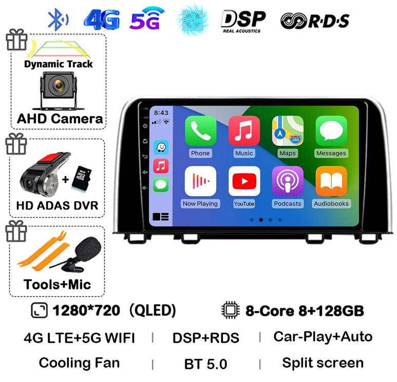 Android 14 Carplay Auto Car Radio For Honda CRV 2016 2017 2018 2019 2020 2021 Multimedia Video Player GPS Stereo WIFI Head Unit