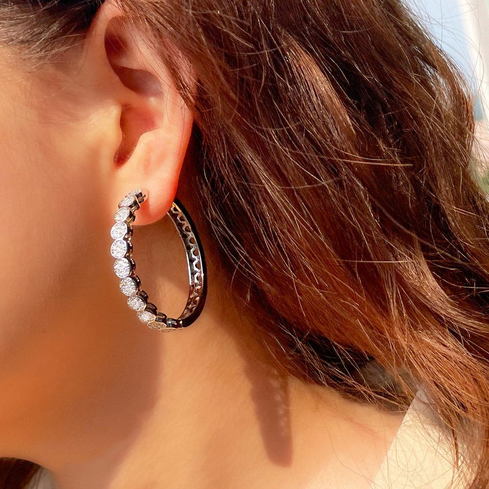 Light Luxury K Gold Jewelry Full Of Diamonds, Large Circle Earrings, Slightly Inlaid Zircon Women'S Earrings.