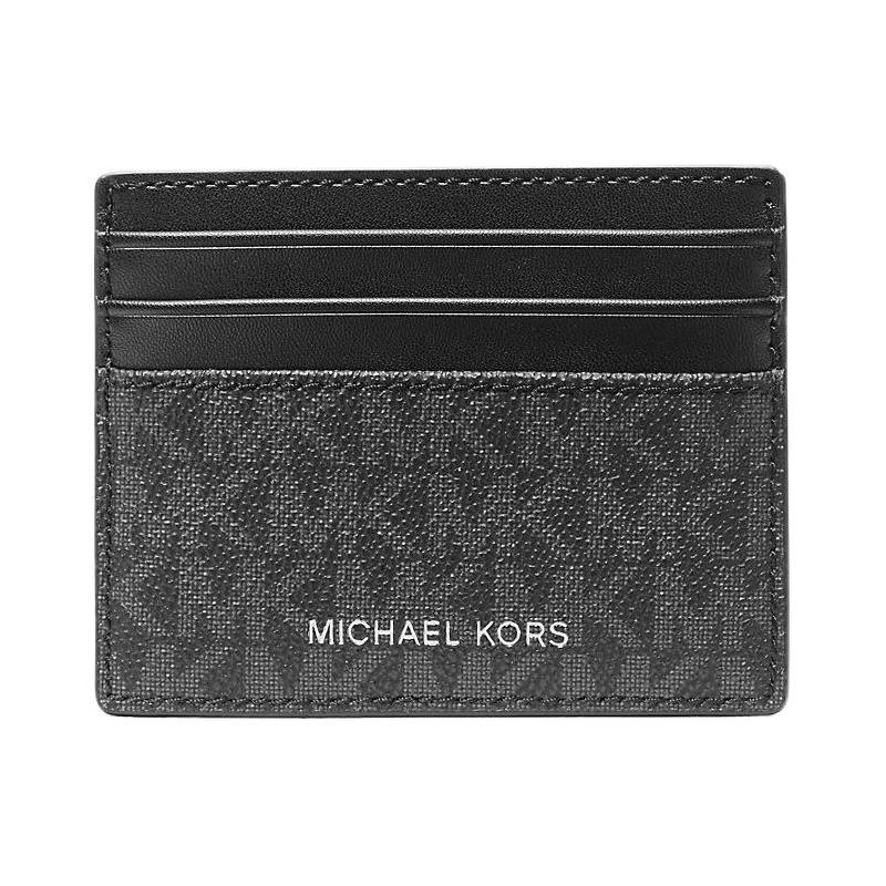 Michael Kors COOPER Logo Gun Metal-plated Hardware, Coated Canvas and Polyester and PU Card Holder, Same Style for Men and Women, Couple Model, Black