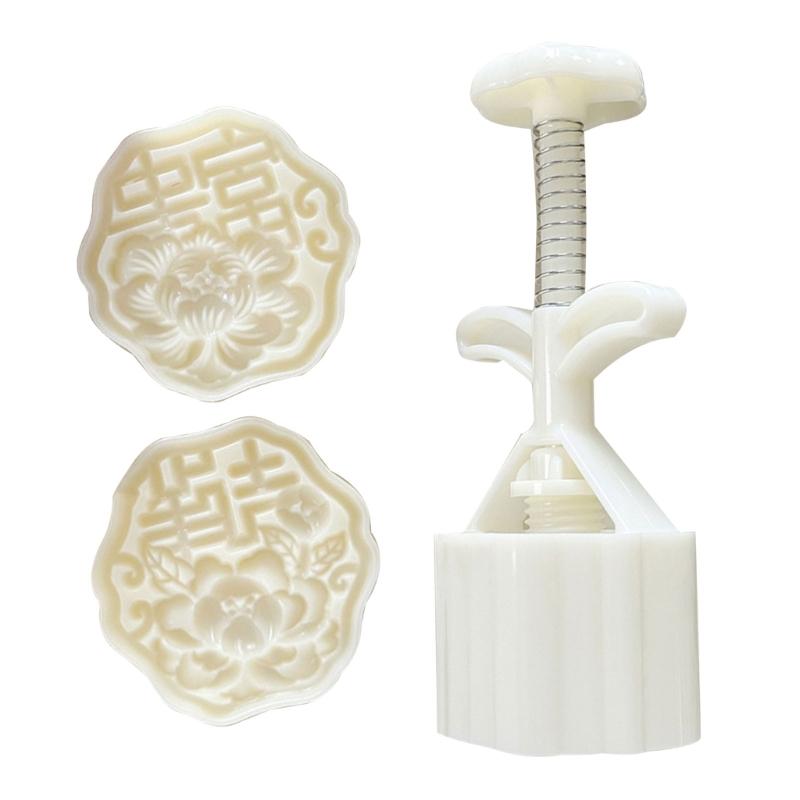 MidAutumn Festival Moon Cake Maker 3D Flower Pattern Moon Cake Molds Cookie Stamp Hand Press Cookie Dessert Cutter