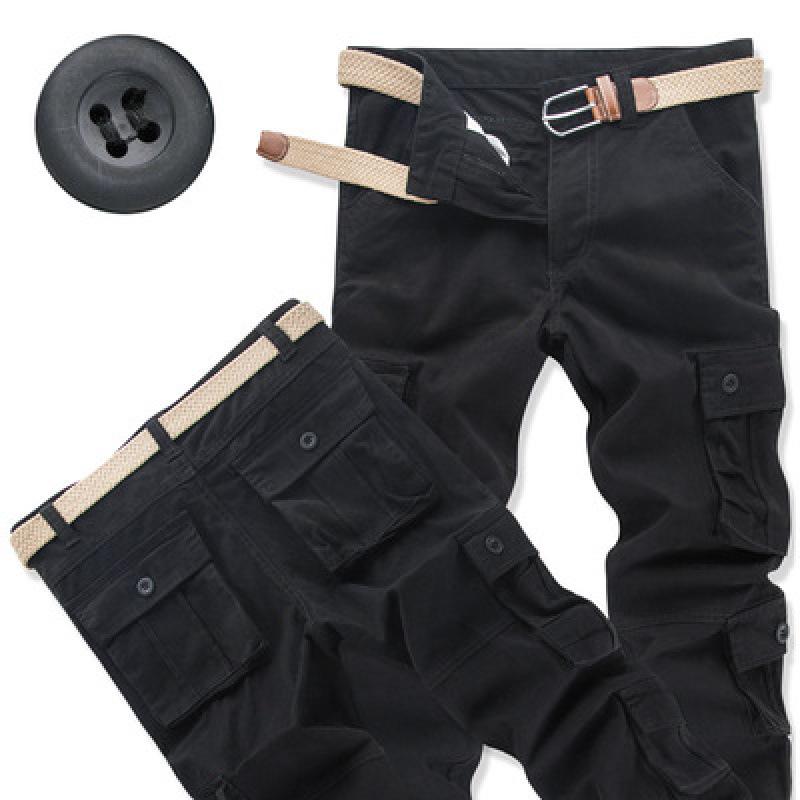 Men's Loose Fit Cotton Tactical Pants with Multi-Pockets