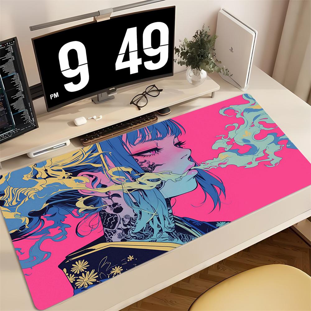 Deskmat Gamer Girl Carpet Mouse Pad X Playmat Red Girl Computer Mat Anime Antislip Rubber Mousepads Desk Accesories Mats