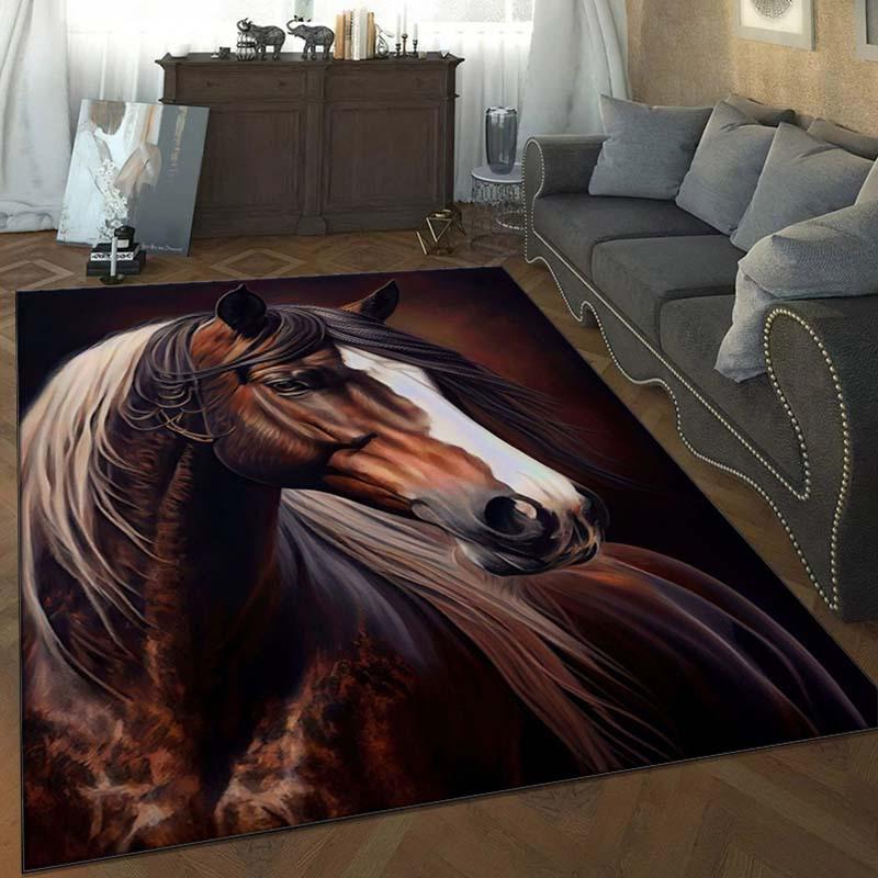 

Elegant Horse Portrait Rug for Elegant Living Spaces,Realistic Equine Art Carpet, Classic Home Decor Items Skid resistant carpet 50x80cm