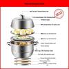 MAXCOOK 304 Stainless Steel Dual-Tier Steamer Pot 26cm