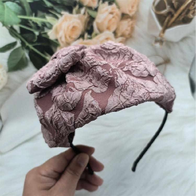 Textured Bowknot Fascinator Dark Hairpiece for Costume Parties Studded with Bowknot Headband for Wedding