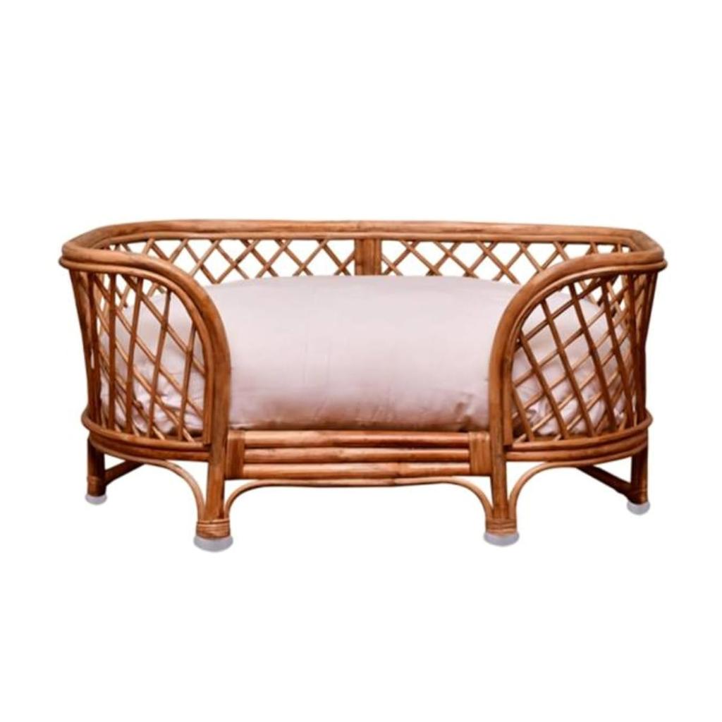 Eco Decx Rattan Pet Bed Without Cushion, Natural Woven Design | 80 * 52 * 41 cm