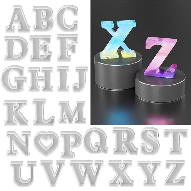 Silicone Pendant Mold Clay Molds Letter Shaped Silicone Keychain Moulds Pendant Accessories Gift for Hand Making Lover