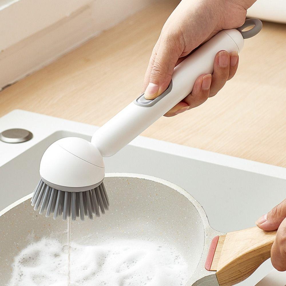 Press Out Liquid Refillable Liquid Washing Brush Dishwashing Brush  Kitchen Pots Dishes Sink