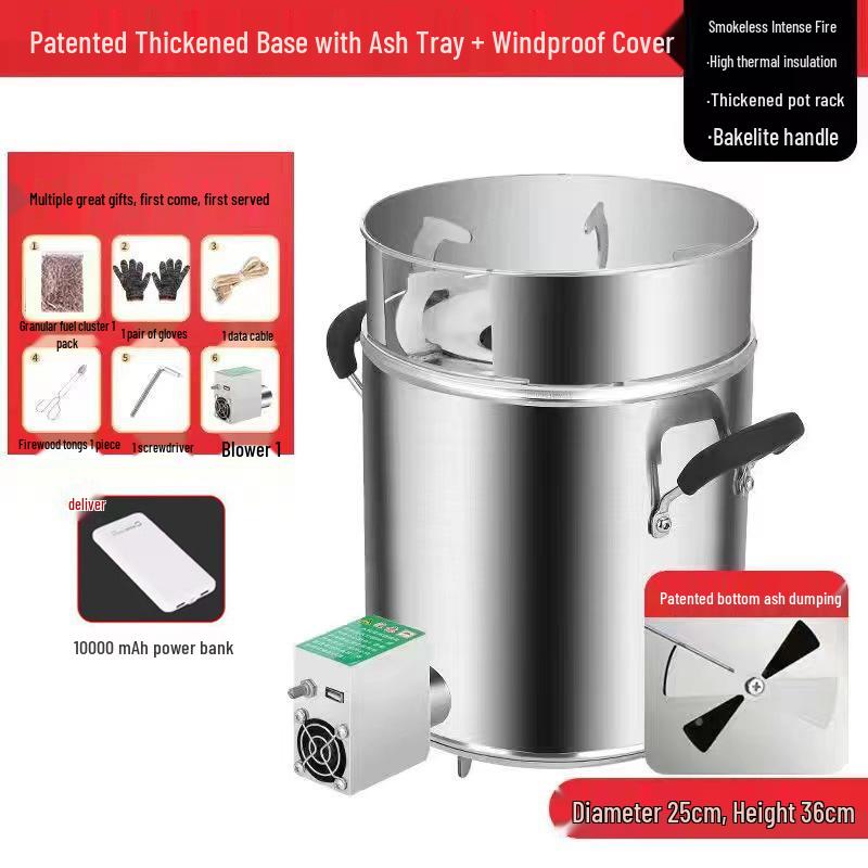 Portable Outdoor Wood & Gas Camping Stove - Smokeless, Eco-Friendly, Household Use
