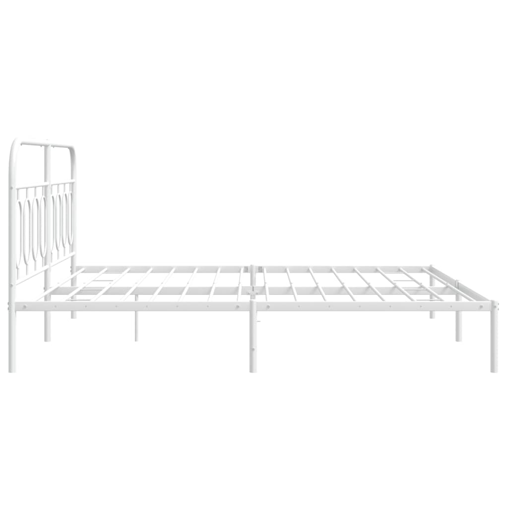 Metal Bed Frame with Headboard White 183 x 213 cm