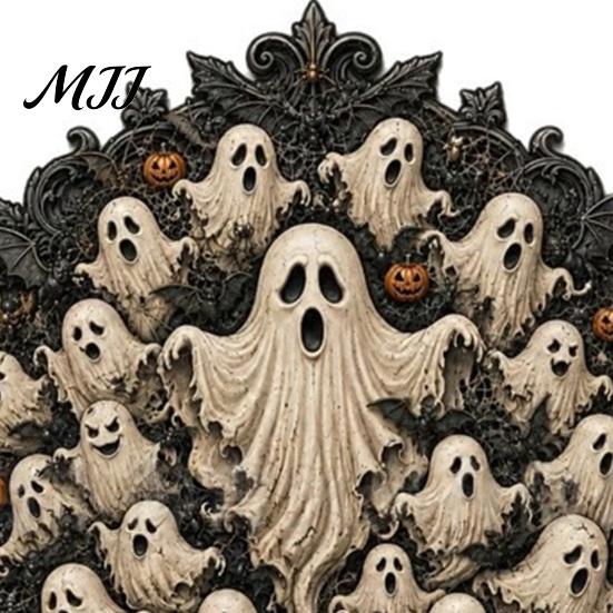 Textured Wall Hangings Gothic Halloween Decor, Vintage Relief Skull Ghost Bat Atmosphere Props Plaque, Dark Aesthetic Hanging Art for Entryway