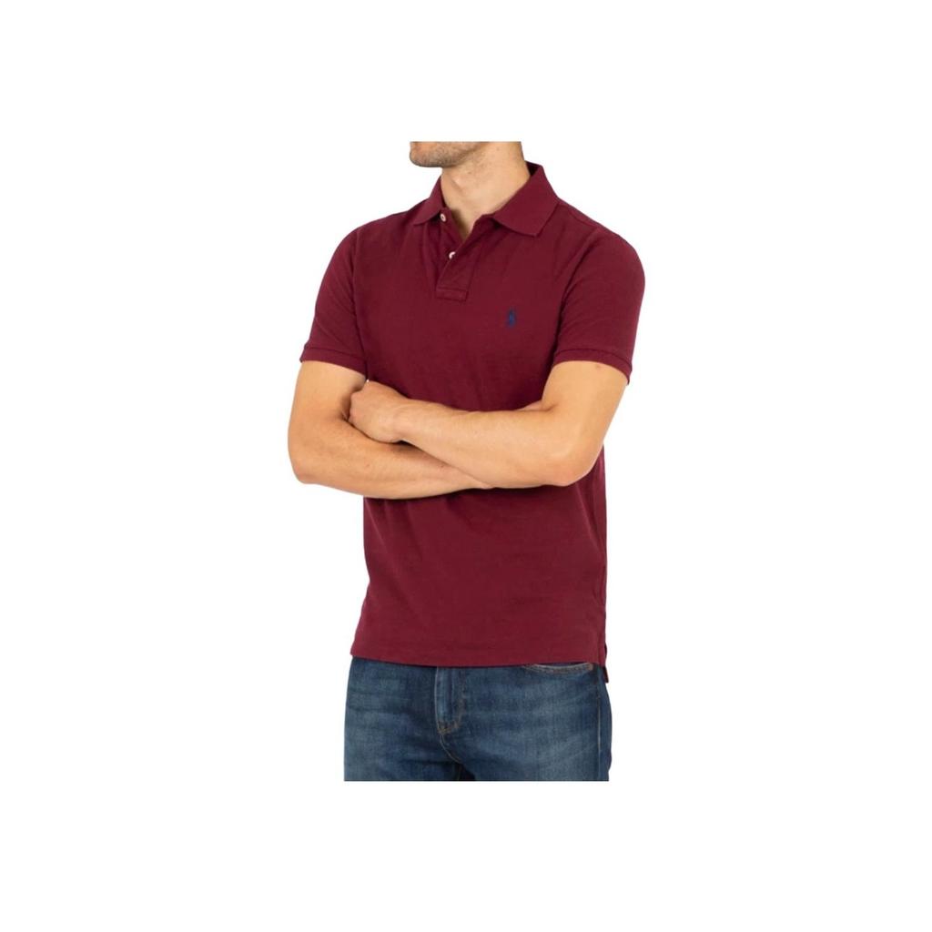Polo Ralph Lauren Solid Color Short Sleeve Polo Shirt With Pony Embroidery Men tops Burgundy 710675974-007
