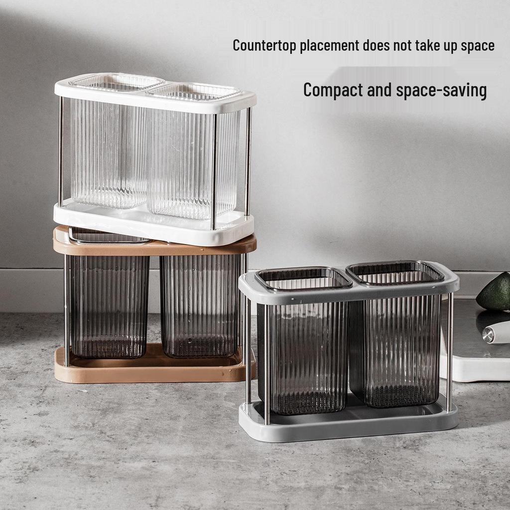 High-Grade Kitchen Chopstick Holder: Modern Storage Shelf & Draining Basket