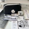 Black Puppy Canvas Pen Bag Pencil Case Student Cartoon Stationery Organizer For Teen School Supplies