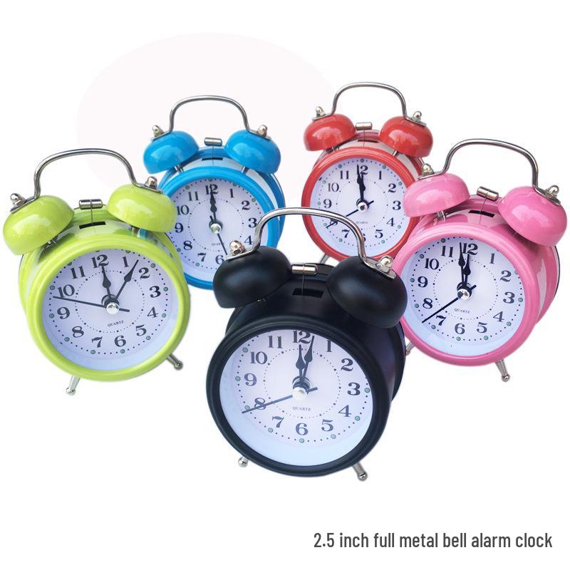 Luminous Silent 3-Inch Metal Bell Alarm Clock with Light - Creative Gift for Students