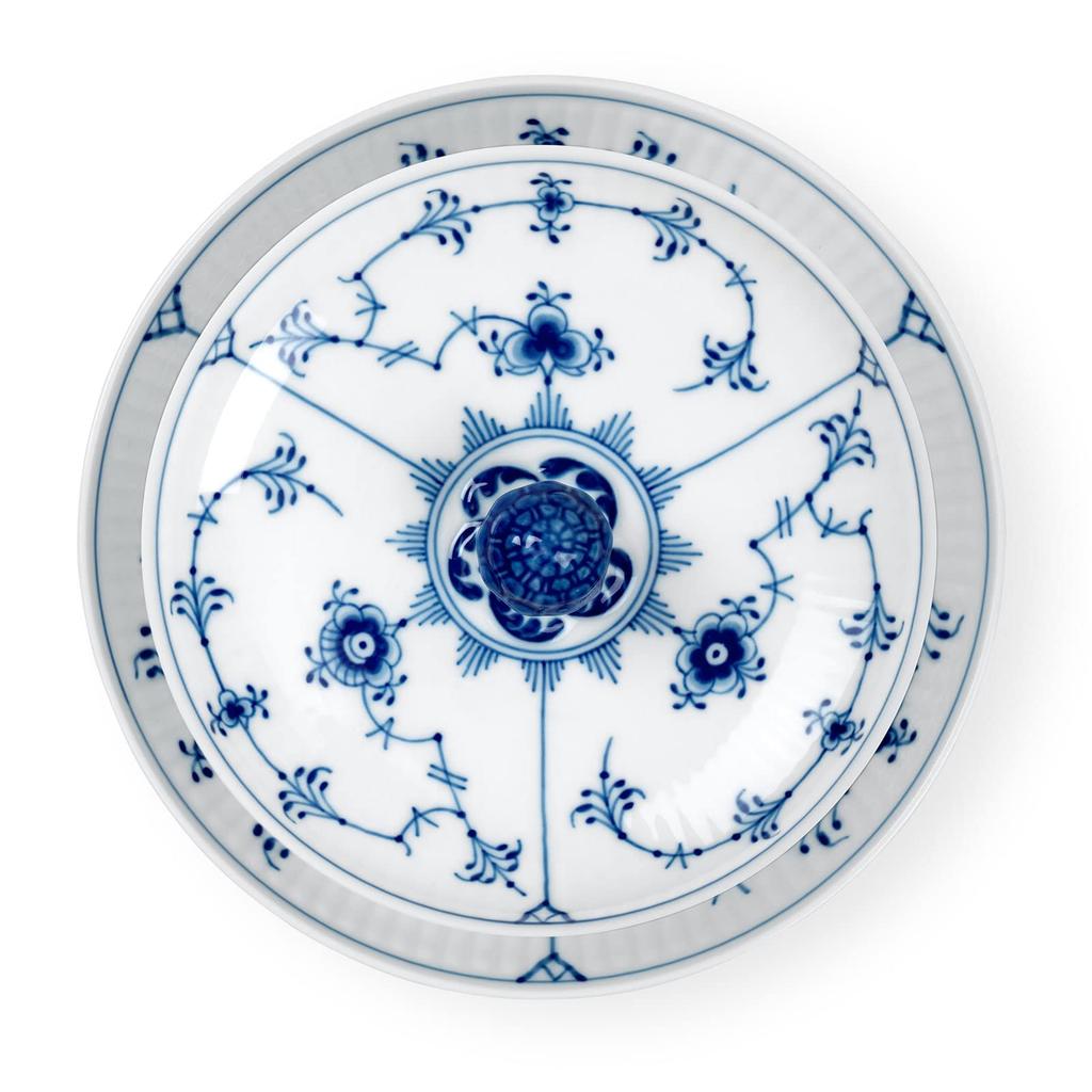 Imported Royal Copenhagen Blue Fluted Plain Bowl 380ml Saucer 1064774 [Regular Product] (with Lid) &