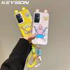 KEYSION Cute Ear Cartoon Case for OPPO Reno8 Z 5G 7Z 5G with Lanyard Soft Silicone+PC Shockproof Phone Back Cover for Reno 8 7 Lite 5G