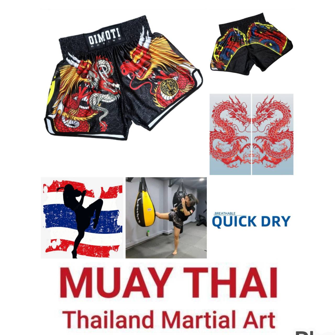 Draghi Gemelli Muay Thai Kickboxing Pugilato MMA UFC Pantaloncini Casual Palestra Sport Unisex Uomo Donna Allenamento Asciugatura Rapida Elastico Vita