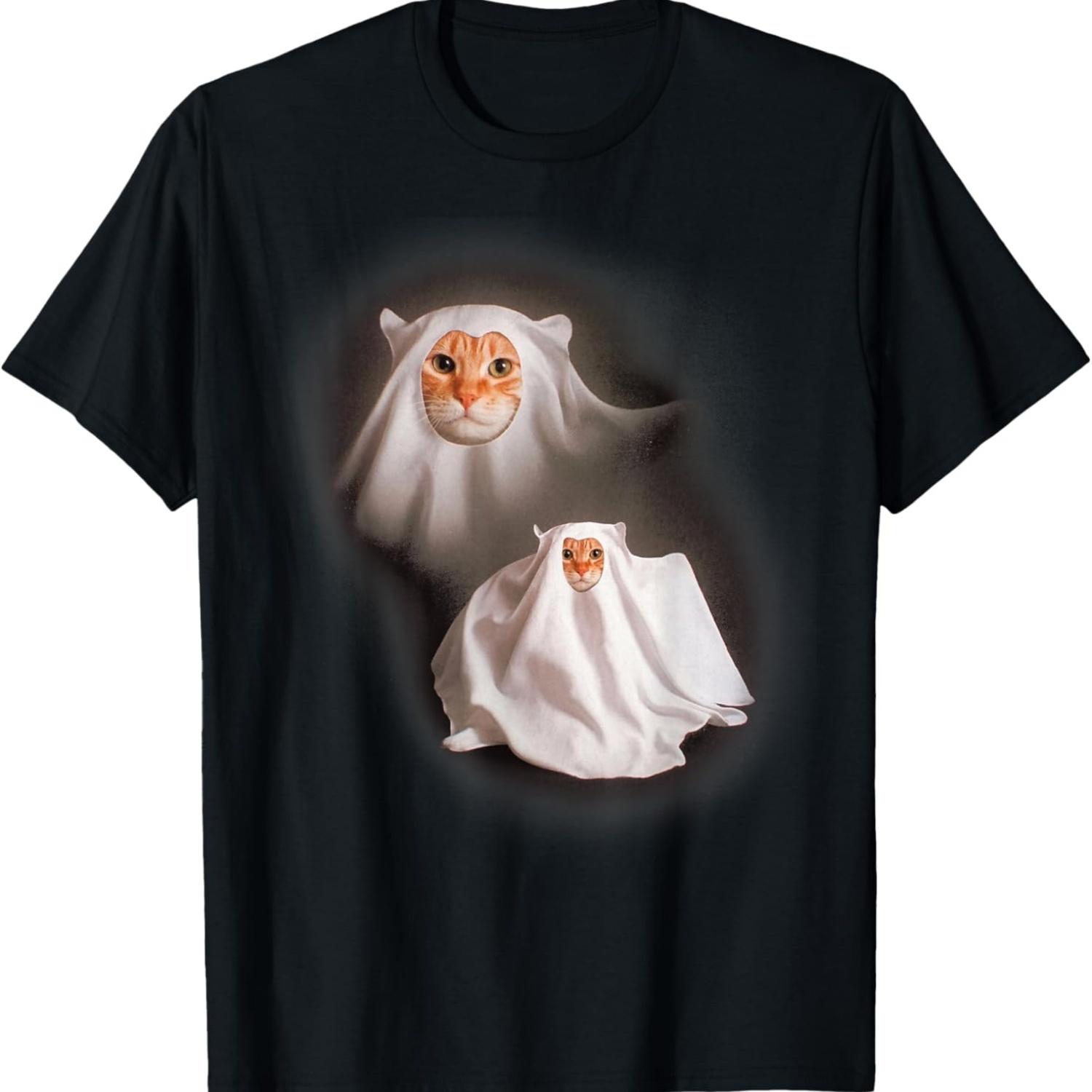 Ghost Cat Meme Funny Halloween Forr Men Women T-Shirt S
