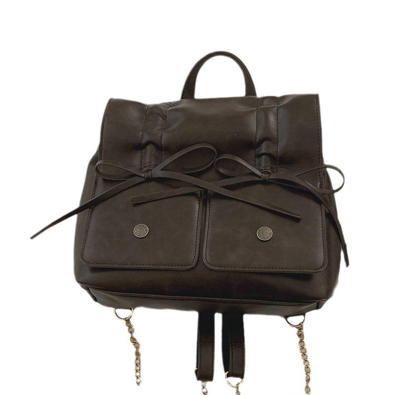 Retro High-end Pleated Backpack Bag for Women 2025 New Trendy Cool Bow Backpack Casual Large-capacity Schoolbag