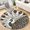 1pc Peacock Feather Office Round Area Rug, Under Office Chairs Bedroom Living Room Home Decor, Room Deco, Available in Various Sizes