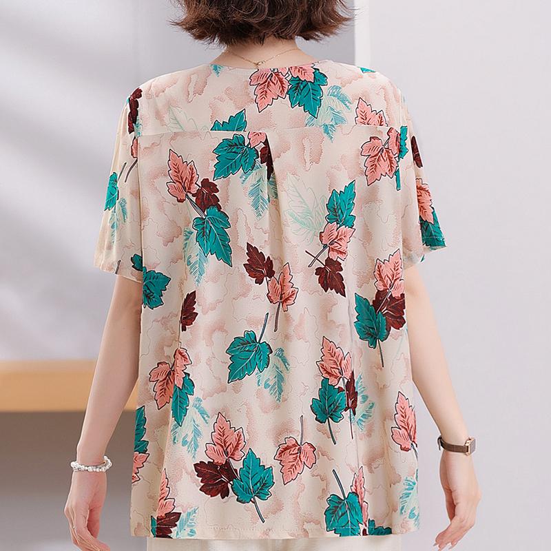 Plus Size 4XL-8XL Elegant Blouses for Women Tops Casual Loose Short Sleeve Female Shirt Summer Vintage Clothes