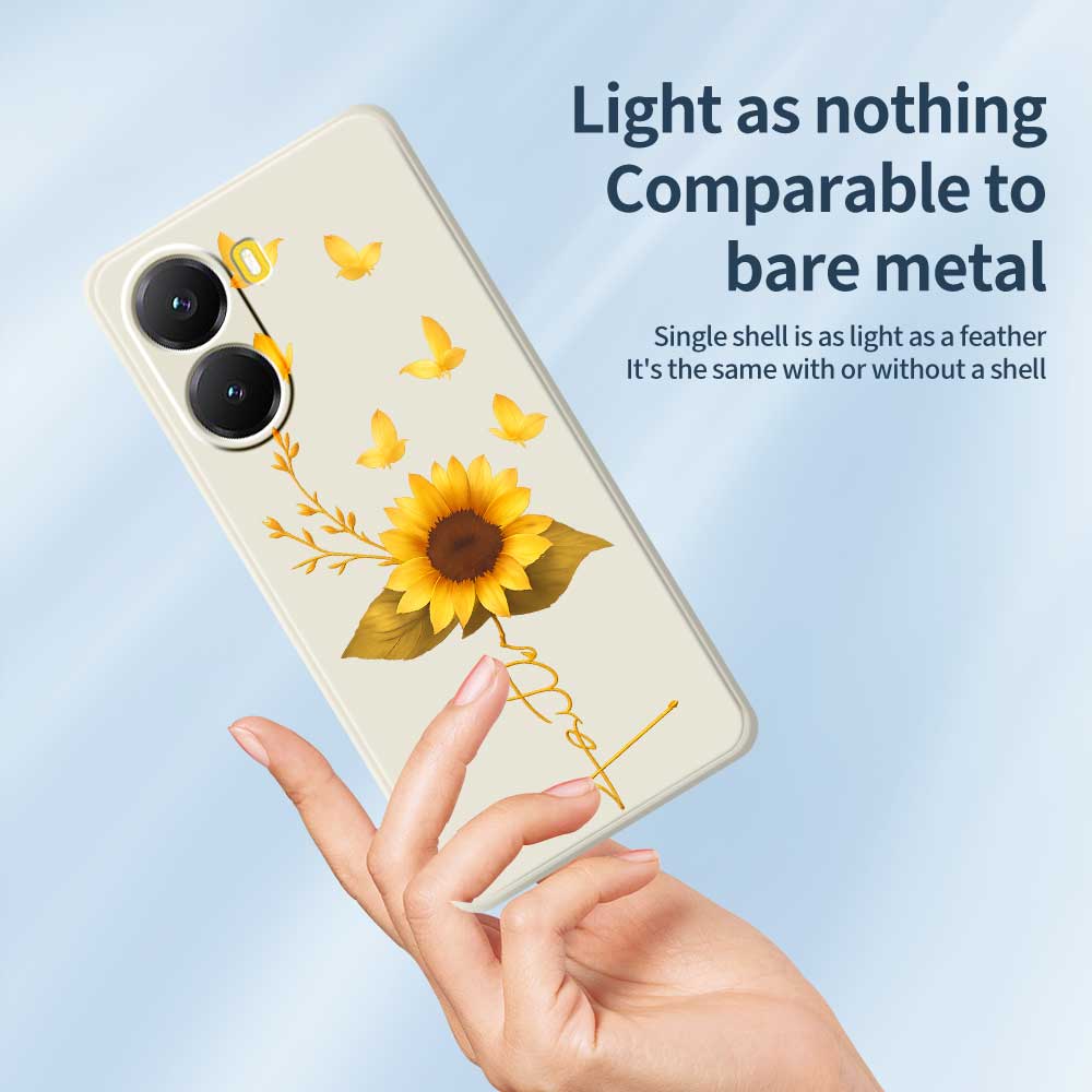 For Xiaomi Redmi Turbo 4 5G/Poco X7 Pro 5G Case Golden Butterfly Sunflower Pattern Printing Straight Edge TPU Phone Back Cover