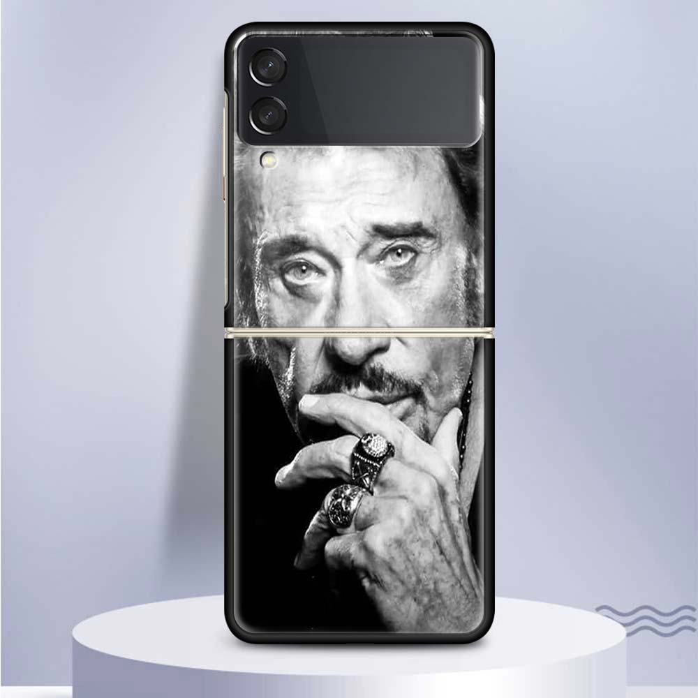 

Johnny Hallyday Music Coque Phone Case For Samsung Galaxy Z Flip 6 5 4 3 5G Black Hard Cover ZFlip6 ZFlip5 ZFlip4 ZFlip3 Fundas Samsung Z Flip 5