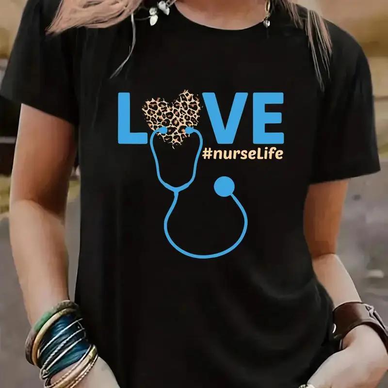 Creative Design Of Love And Stethoscope T Shirt Women Summer Original Sho