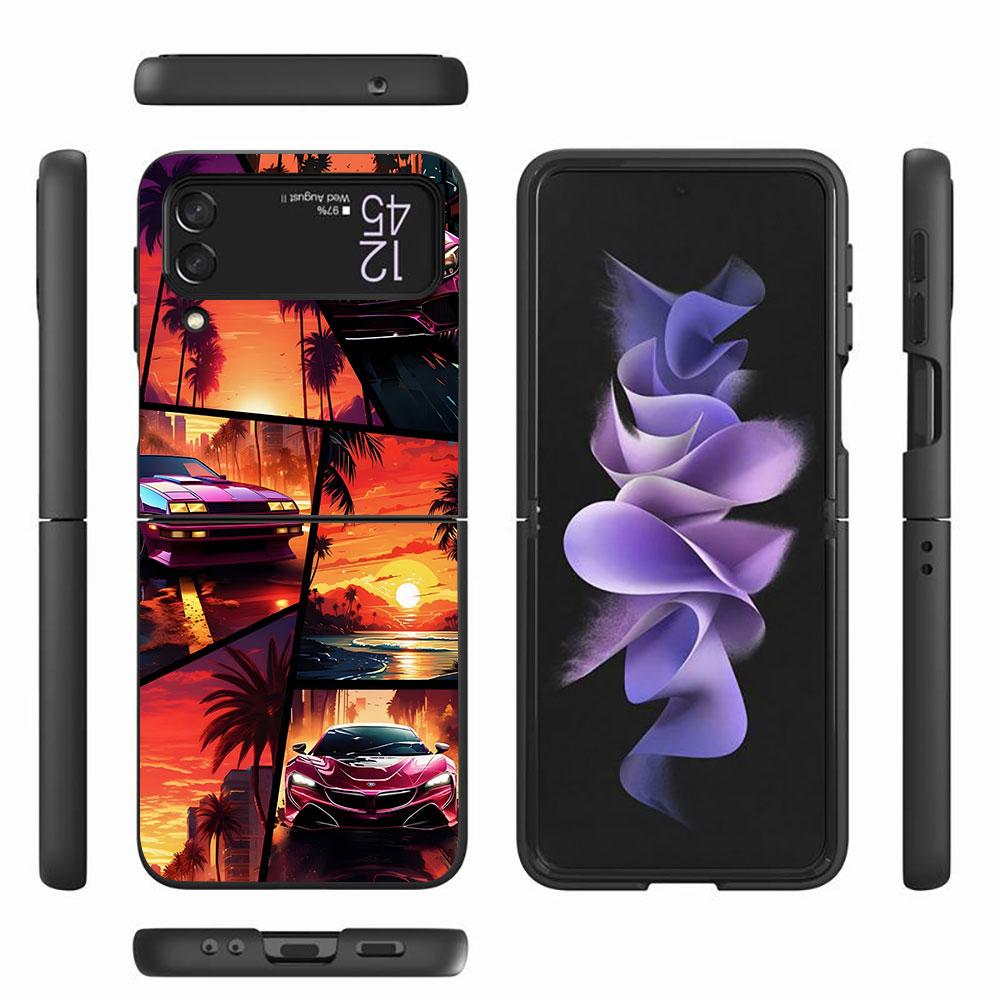 Cool Sports Car Case for Samsung Galaxy Z Flip4 Flip3 5G PC Hard Cell Phone Shell Z Flip 4 3 Black Coque Zflip4 Zflip3 Cover