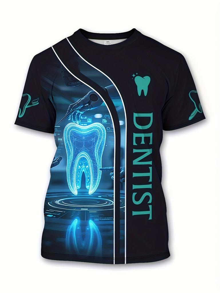 Fashion Men's T-Shirt 3D Print Short Sleeve T-Shirt Dentist Work Clothes Summer Casual Oversized T-Shirt Men's Dentist Clothing