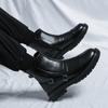 Men's round headed high top leather shoes Fashionable and versatile design styles party activities casual motorcycle men's boots