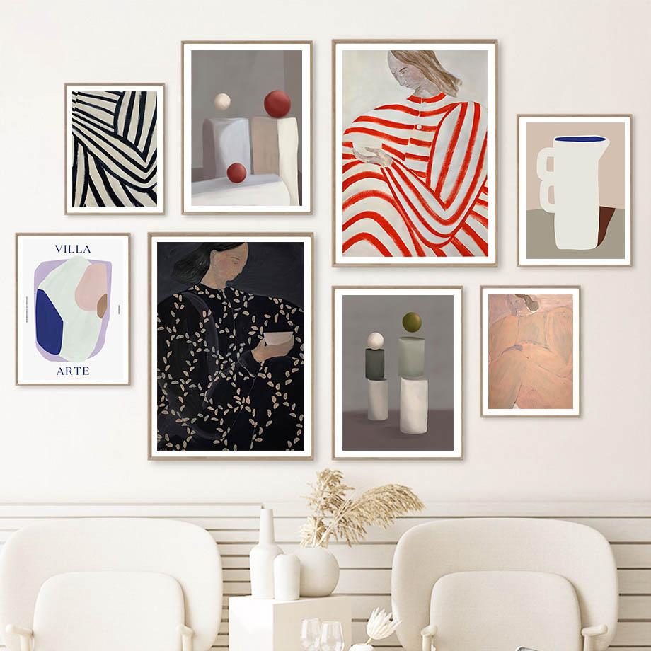 Lines Curve Girl Geometry Modern Abstract Posters And Prints Wall Art Canvas Painting Hotel Bar Pictures For Living Room Decor