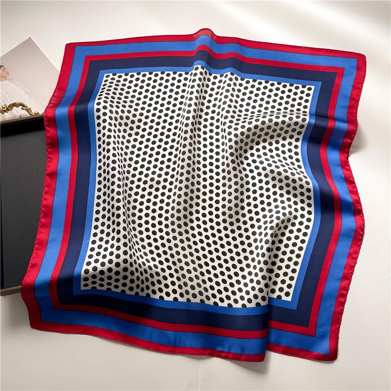 Polka Dot Square Scarf Color Matching Geometric Silk Scarf Imitation Silk Women's Square Scarf 71x71cm Headscarf Shawl Travel Scarf