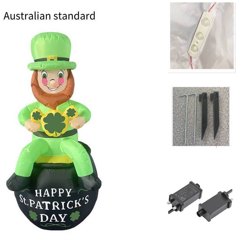 Black Stpatricks Day Cylinder Old Man Luminescent Gas Model Irish Party Beer