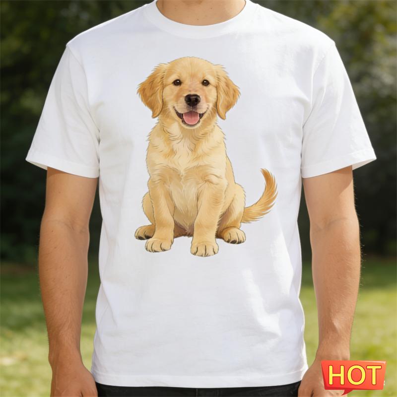 Funny Golden Retriever Graphic T Shirts For Men Summer Fashion Cute Dog 3D Printed T-shirts Casual Oversized Crew Neck Tees Tops
