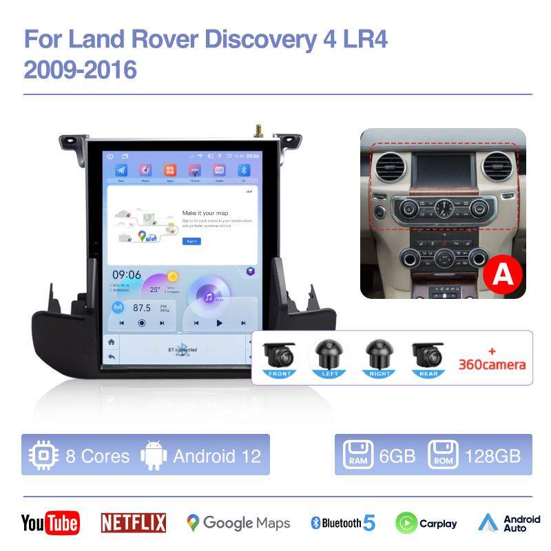 10.4 " Car multimedia Video player For Land Rover Discovery 4 LR4 2009-2016 GPS navigation Android12 Carplay 4G wifi 360camera