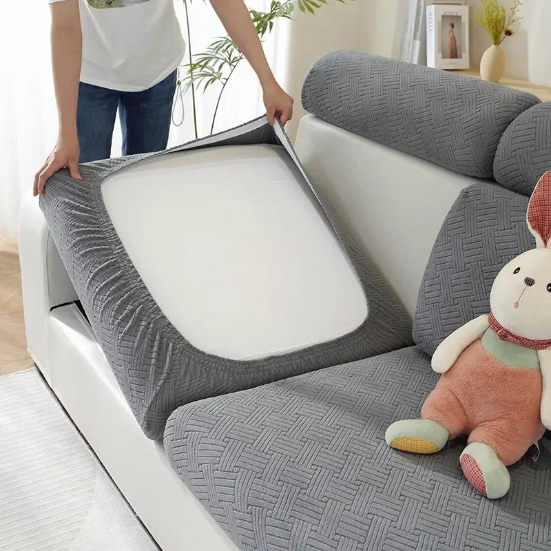 Thick Jacquard Sofa Seat Cushion Cover Funiture Protector Stretch Couch Covers ForLiving Room Removable Seat Slipcover Kids Pets