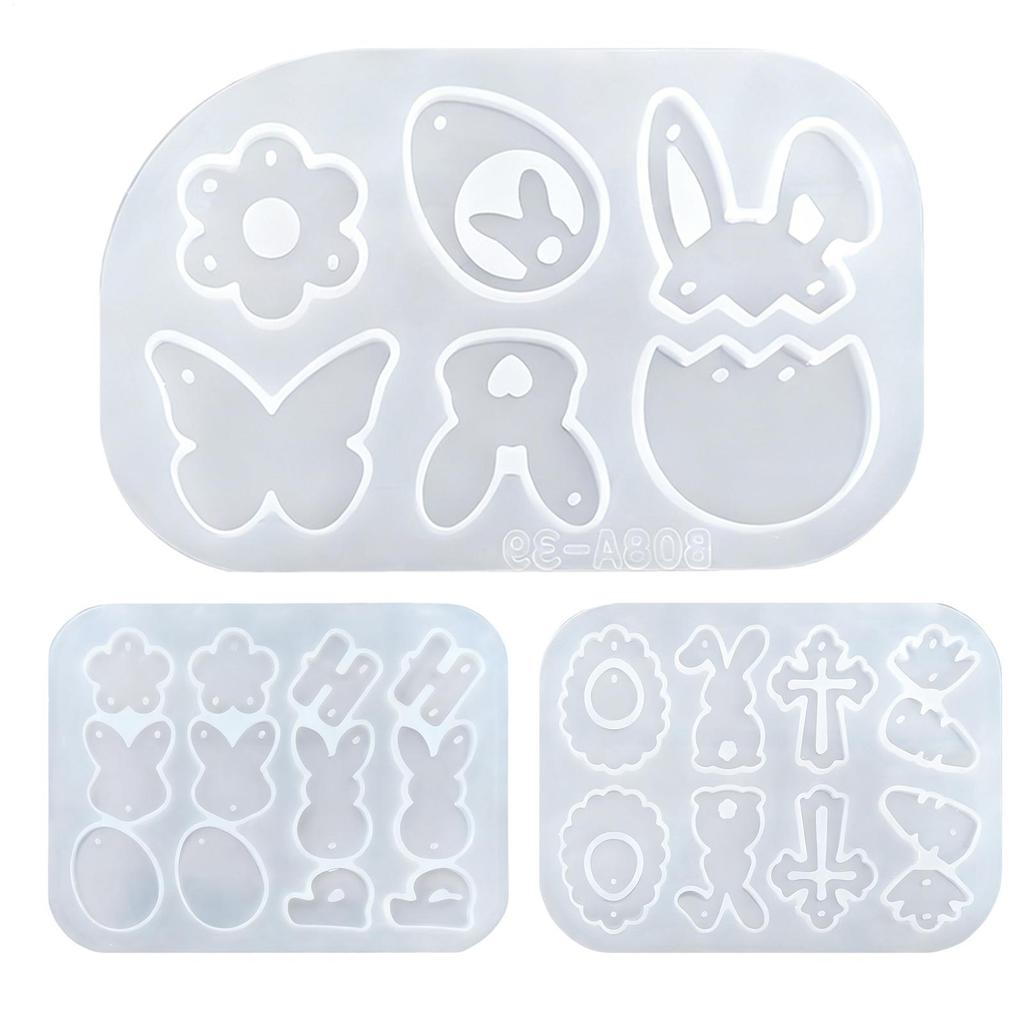 Easter Silicone Earring Molds DIY Easter Crafting Stencil Butterfly Flower Rabbit Egg Design Holiday Earring Molds For Women