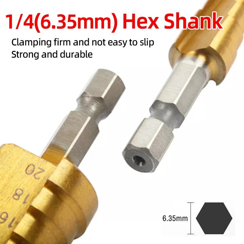 HSS Step Drill Bit Straight Groove Titanium Coated 4-12 4-20 3-12mm Wood Metal Hole Cutter Broca Cone Conical Stage Drill Tools
