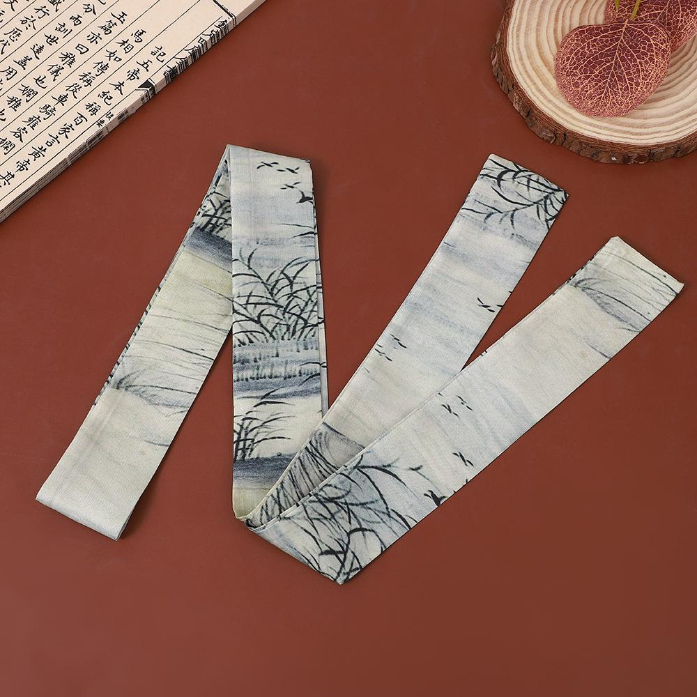 "Frühling Neu Antiker Stil Druck Seidenschal & Chinesisches Band Haarband"