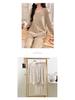 2025 Korean Women's Pajamas with Bra Pads: Knitted Long Sleeve & Pants, Plus Size, for Spring, Autumn, Winter