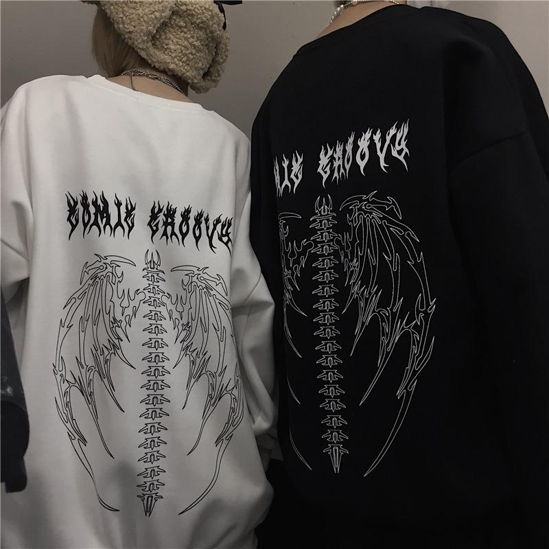 Unisex Retro Y2K Letter Print Fleece Sweatshirt: European & American Autumn Streetwear