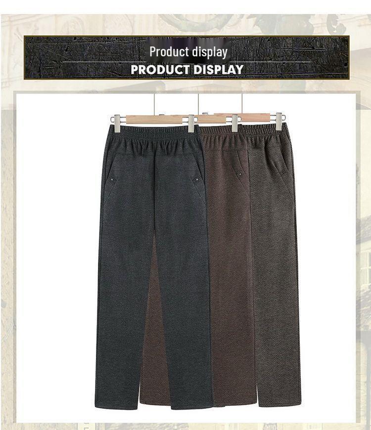 High Waist Plus Velvet Pants - Autumn/Winter Loose Fit for Mid-aged & Elderly Women