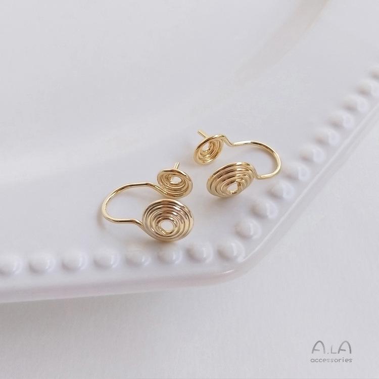 Złoto 14K/18K Klipsy do uszu typu mosquito coil bez przekłuwania - Ręcznie robione kolczyki DIY bez bólu