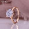 PATAYA Rose Gold Color Inlaid White 9mm Artificial Zircon Women's Ring